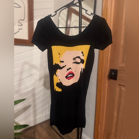 Y2K Vintage Betsey Johnson Marilyn Monroe Black Knit Romper - Picture 4 of 9
